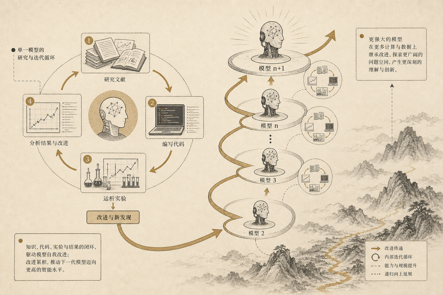 Recursive loop of intelligence producing intelligence