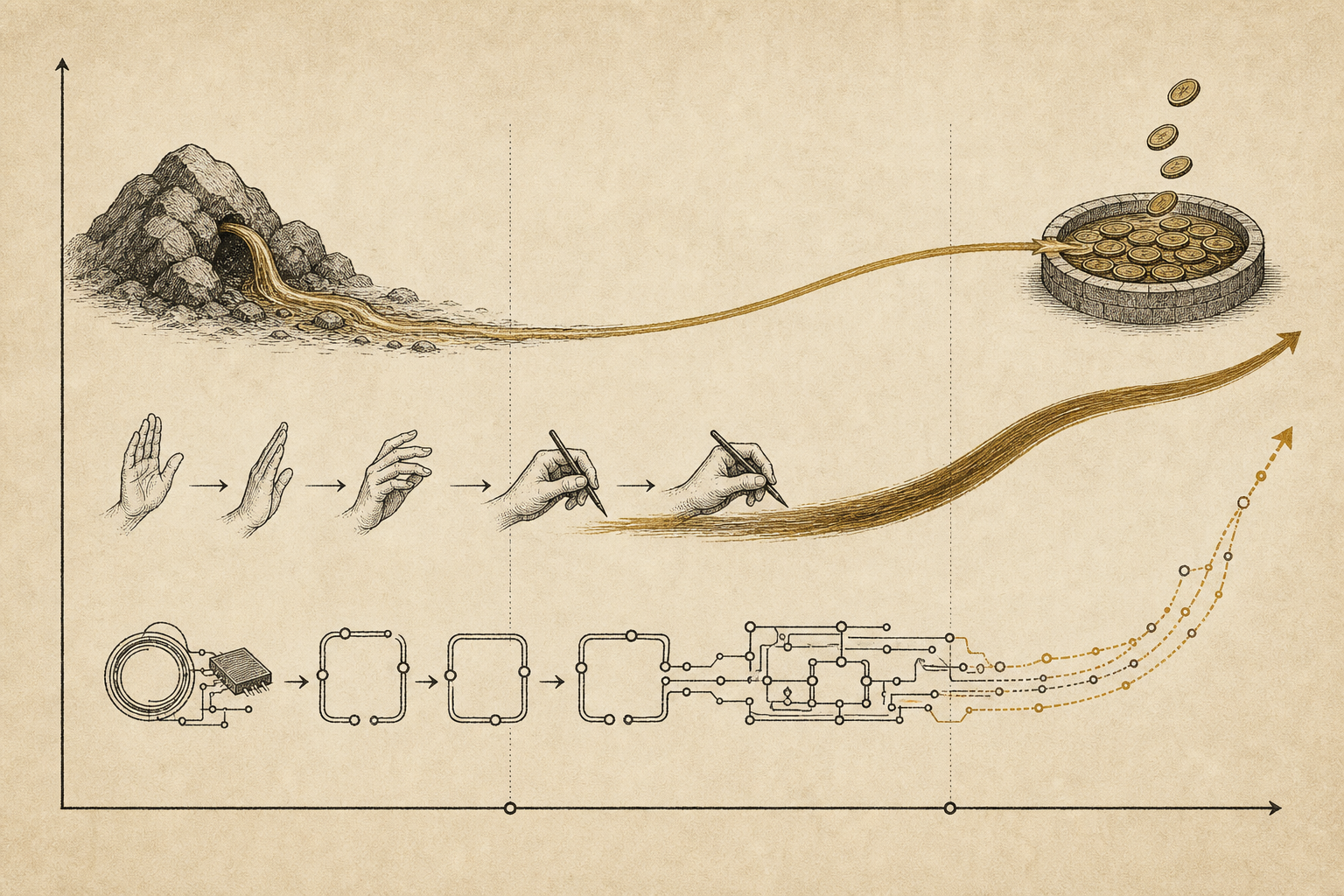 Three compounding curves for capital, skill, and AI tools